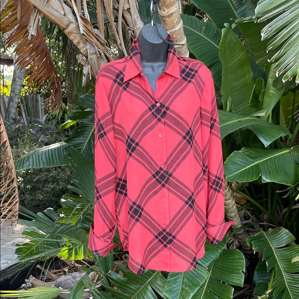 Coldwater Creek plaid button down blouse
